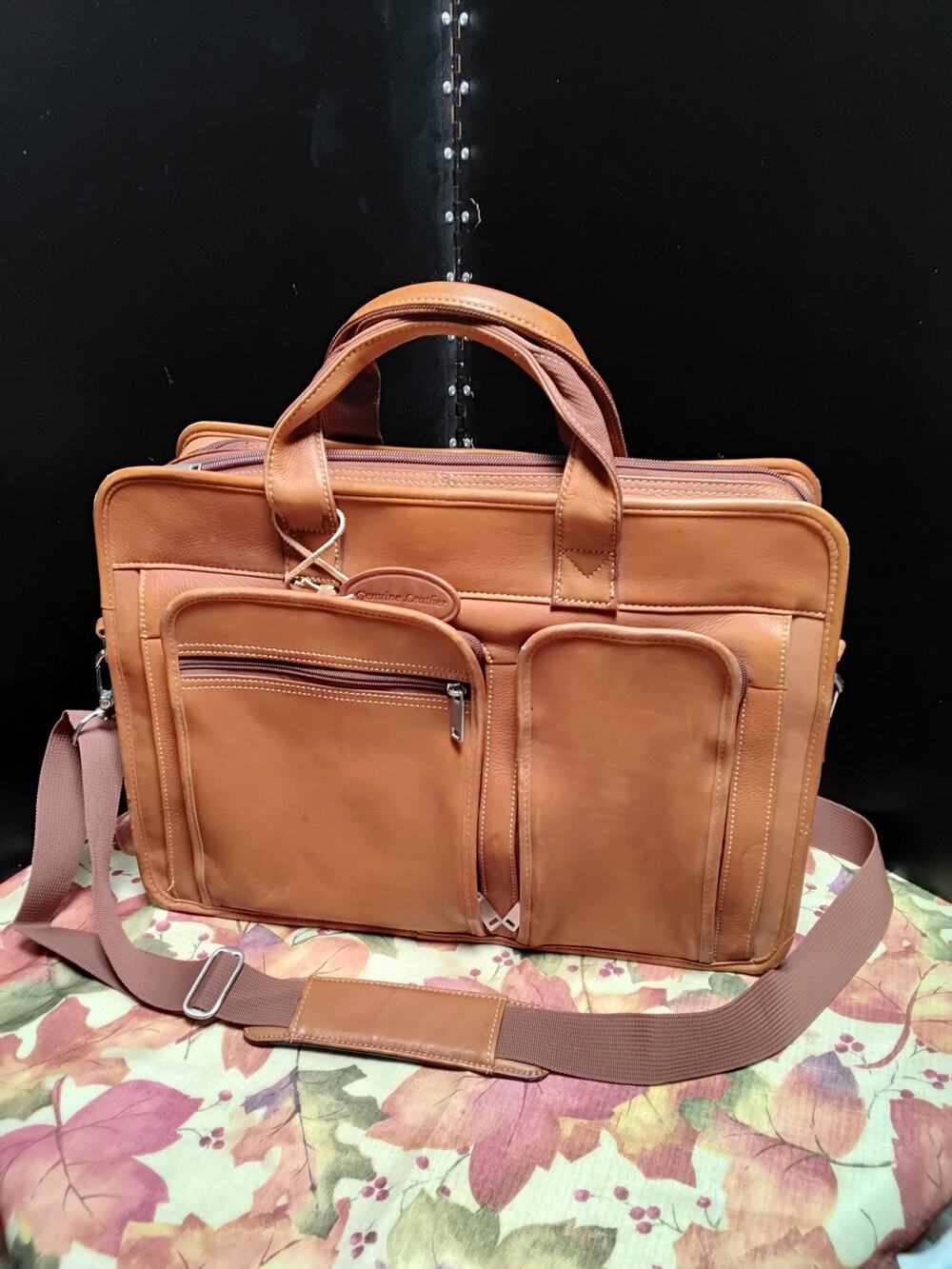 Wilson Leather Vintage Briefcase Messenger Laptop Computer bag Cognac brown